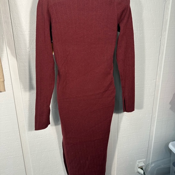 ASOS Knit Maroon Square Neckline Long Sleeve Sweater Dress Size 6 NWOT - Picture 7 of 13